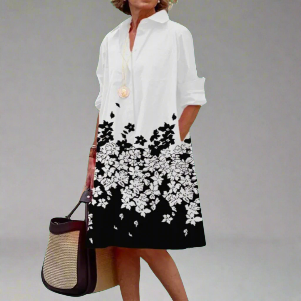 Zinnia | Women’s Long Sleeve Floral Print Midi Dress