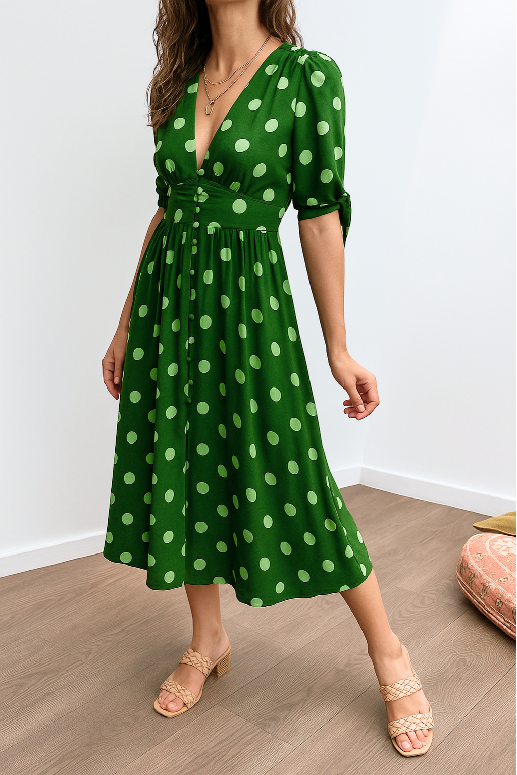 Kaylinn™ | V-Neck Elegant Dots Dress