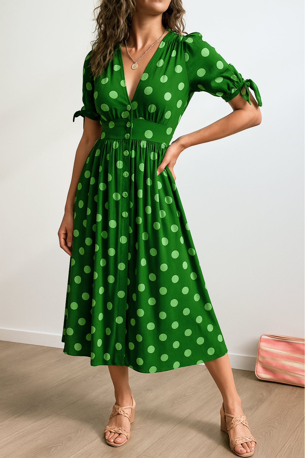 Kaylinn™ | V-Neck Elegant Dots Dress