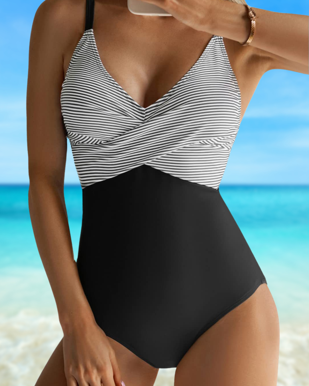 CATHY | STRIPED AND DOT SWIMSUIT