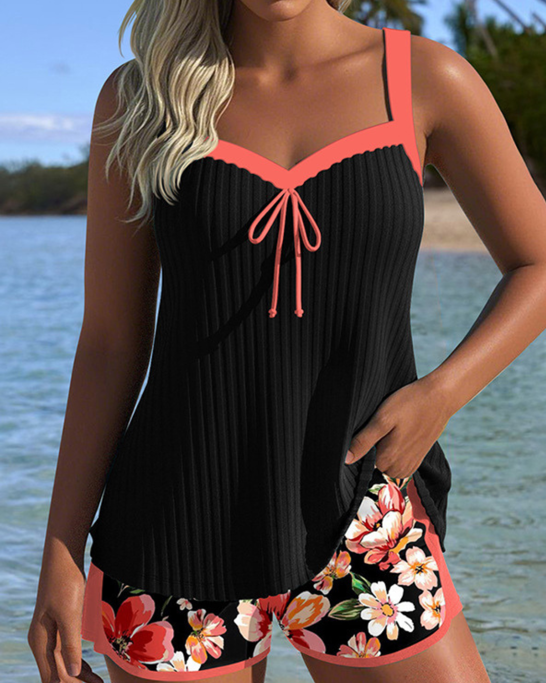 SALLY | TIMELESS TANKINI WITH FLORAL SHORTS