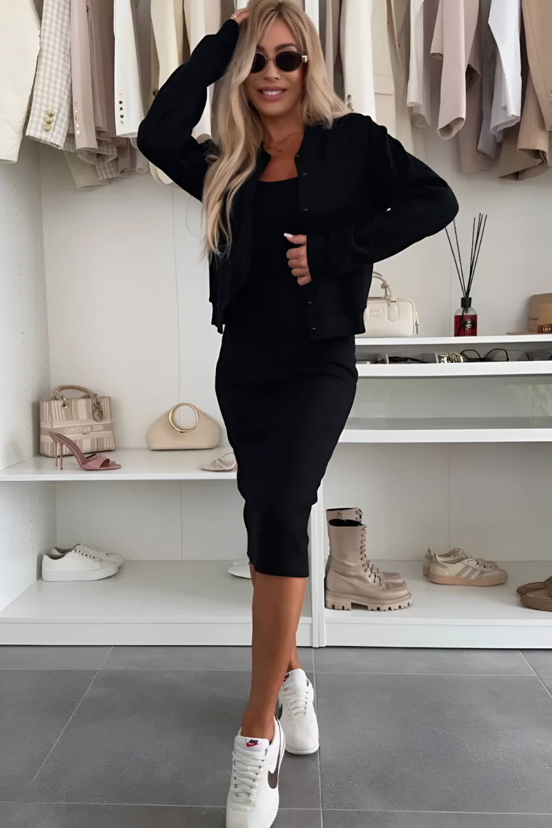 Megan™ | Comfy Midi Dress & Cardigan
