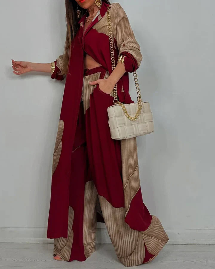 Skye | Trendy Patchwork Top & Pants Set