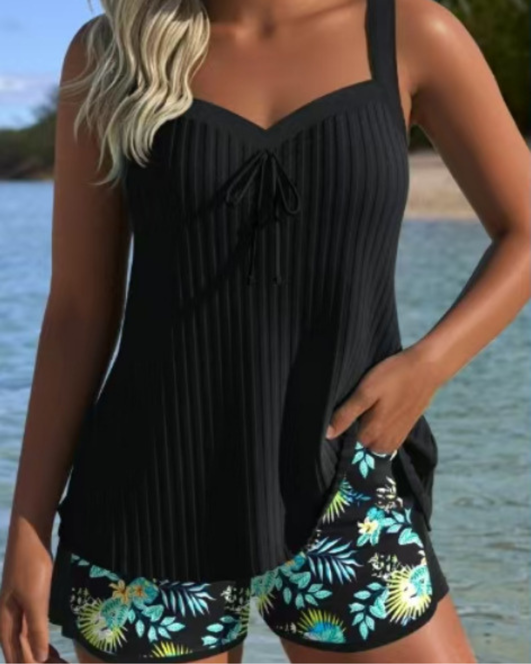 SALLY | TIMELESS TANKINI WITH FLORAL SHORTS