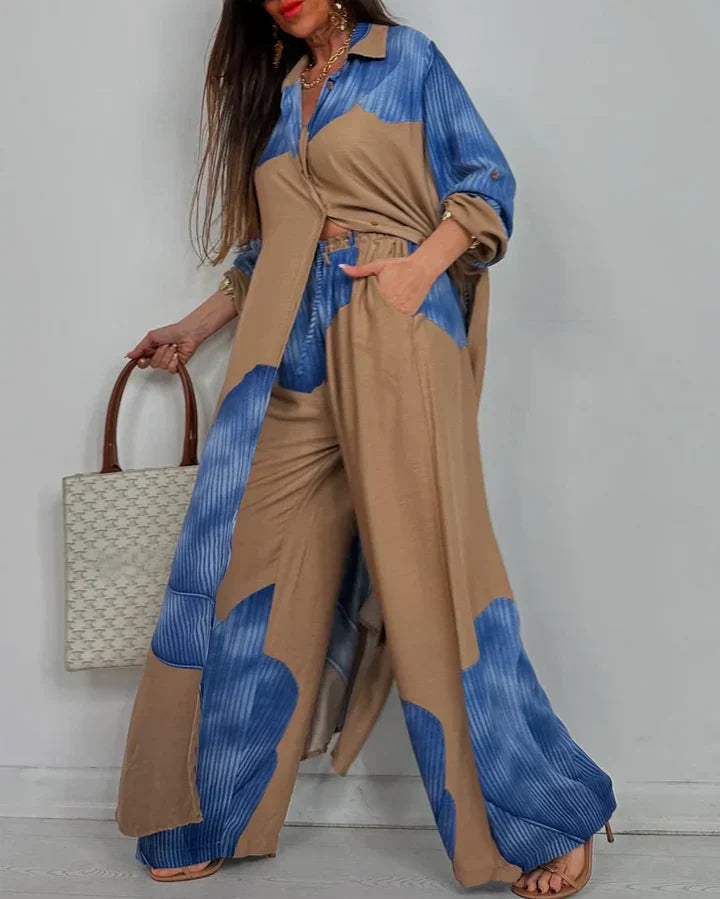 Skye | Trendy Patchwork Top & Pants Set