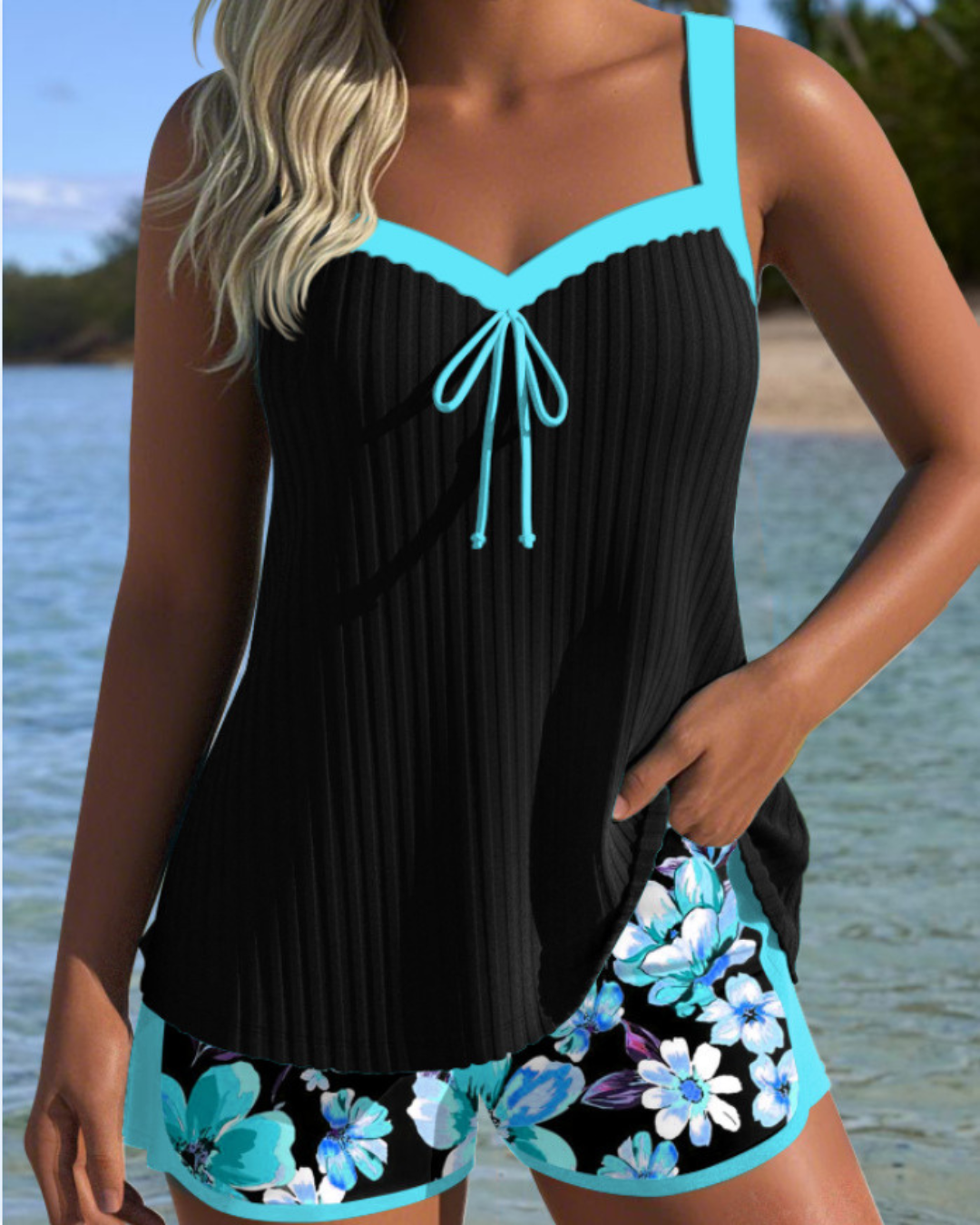 SALLY | TIMELESS TANKINI WITH FLORAL SHORTS