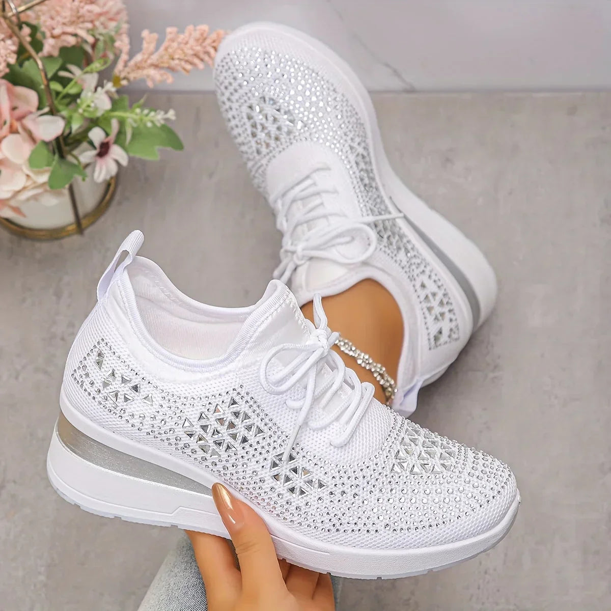 Joyce | Orthopedic Sneakers with Sparkling Rhinestones