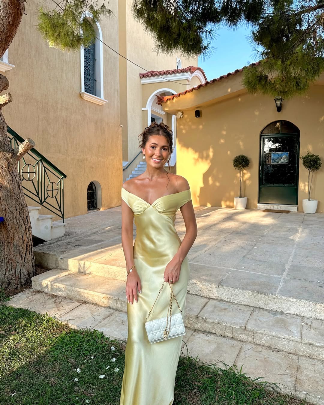 Dove | Strapless Satin Off-Shoulder Evening Dress