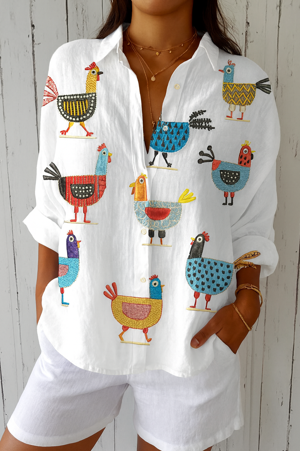 Ingrid™ | Playful Hen Blouse