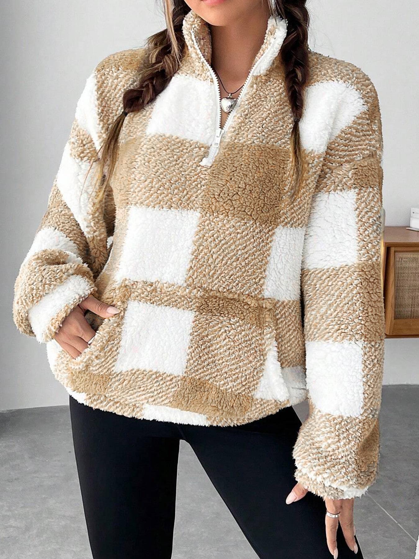 Clarisse™ | Cozy Plaid Sherpa Pullover