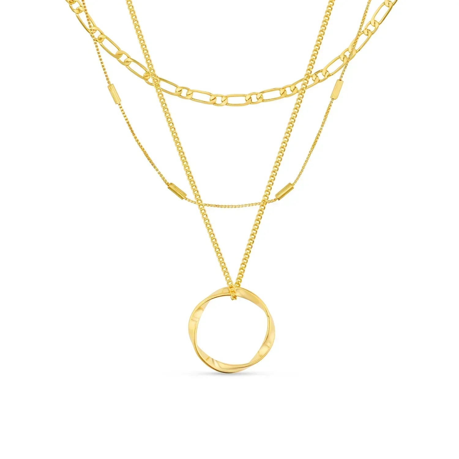 Nancy | Circle Three-Row Necklace | 18k Gold