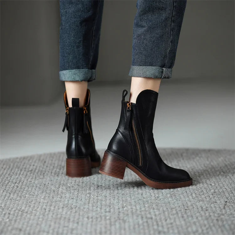 Cheryl™ | Leather-Like Ankle Boots