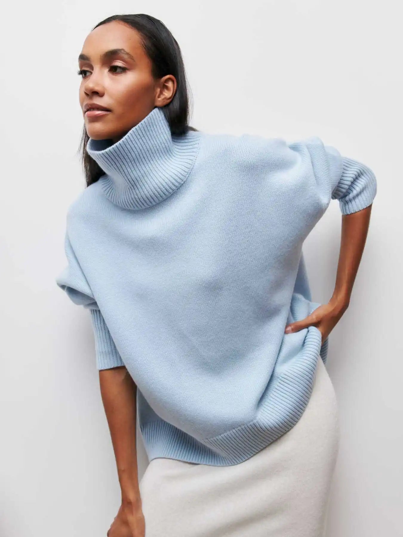 Monelle™ | Oversized Turtleneck Knit Sweater