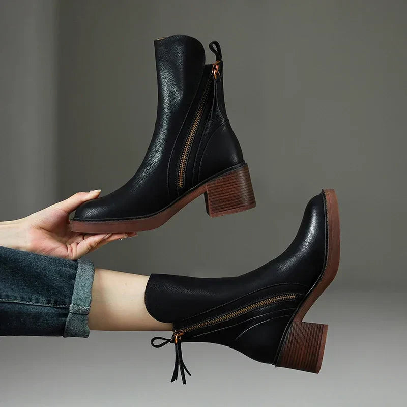 Cheryl™ | Leather-Like Ankle Boots