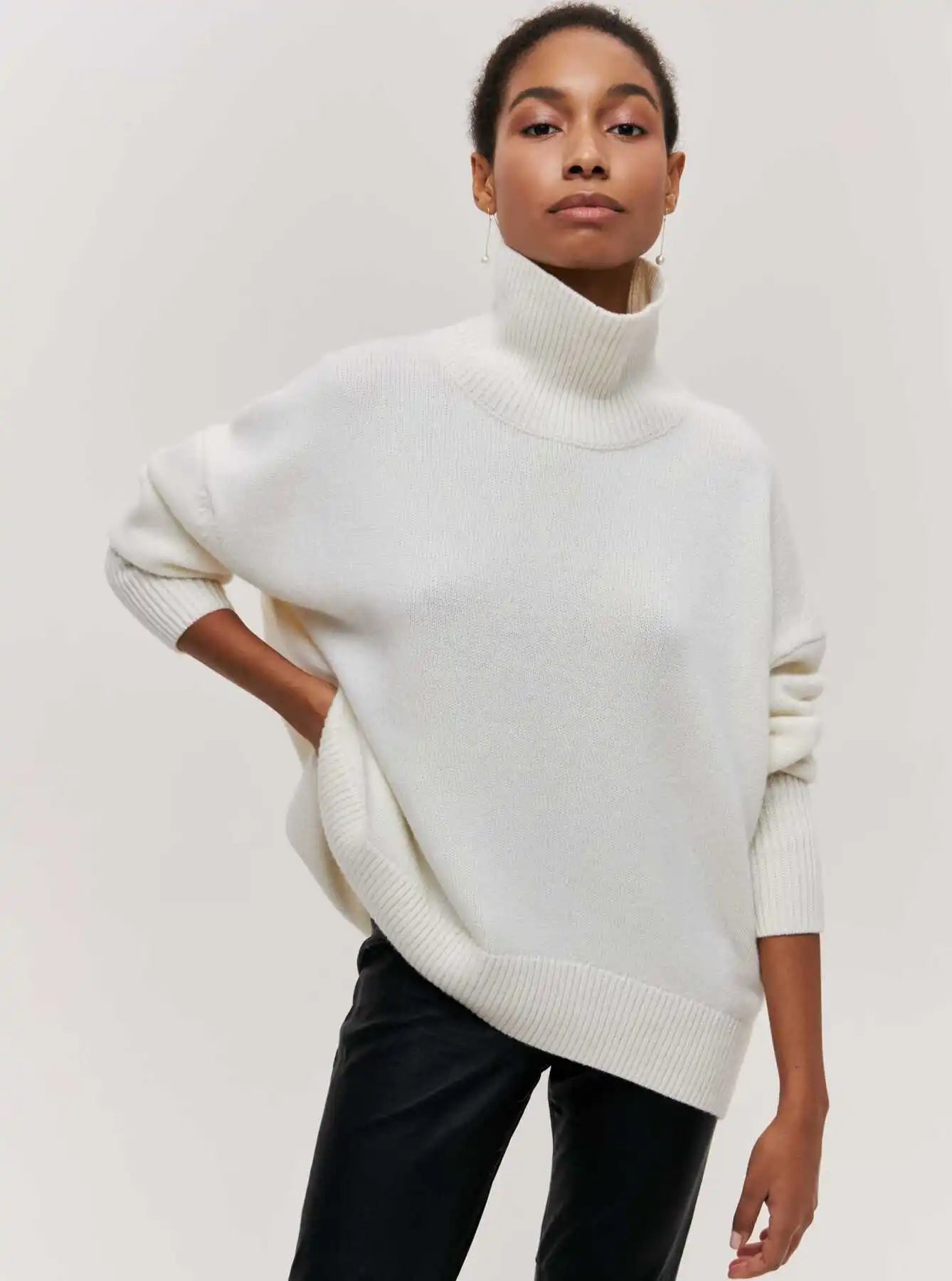 Monelle™ | Oversized Turtleneck Knit Sweater