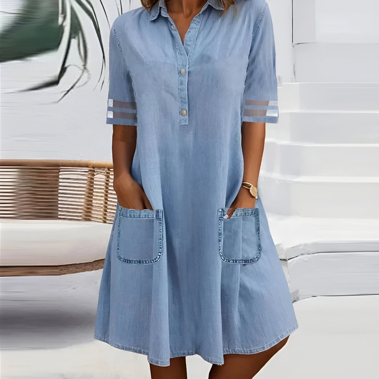 Denivia | Light Denim Pocket Shirt Dress