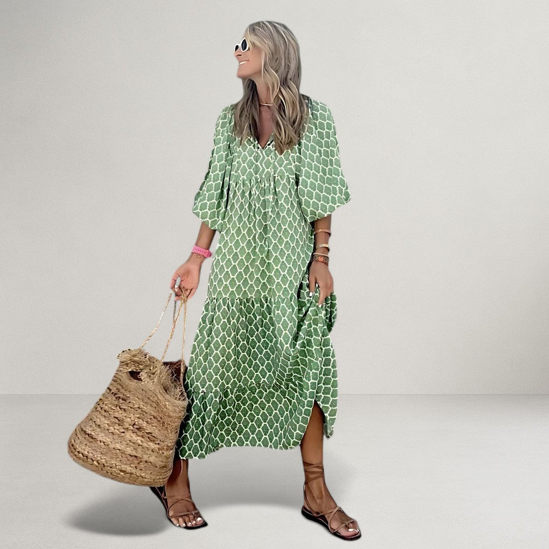 Cassandra | Women's Geometric Print High-Low Dress