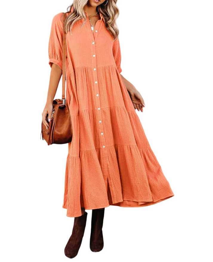 Monelle | Luxurious Shirt Dress with Ruffles