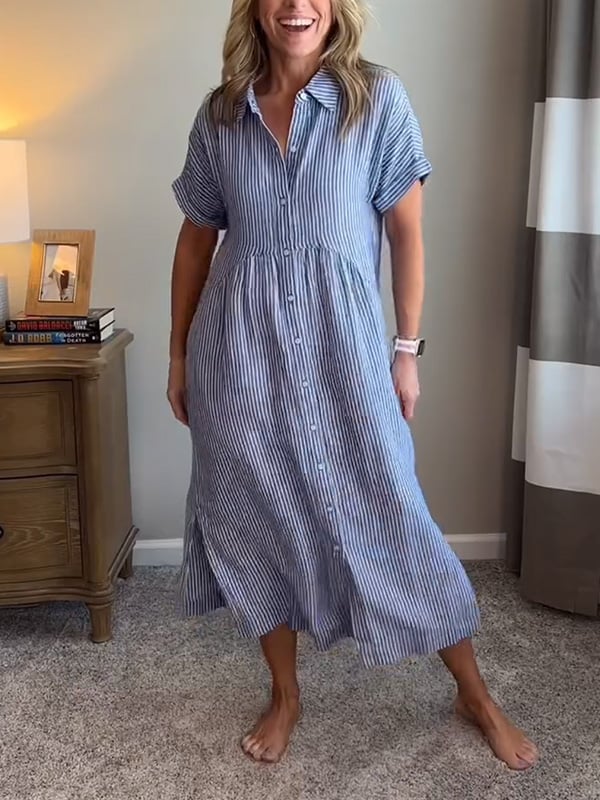 Monelle Limited™ | Elegant Striped Shirt Dress