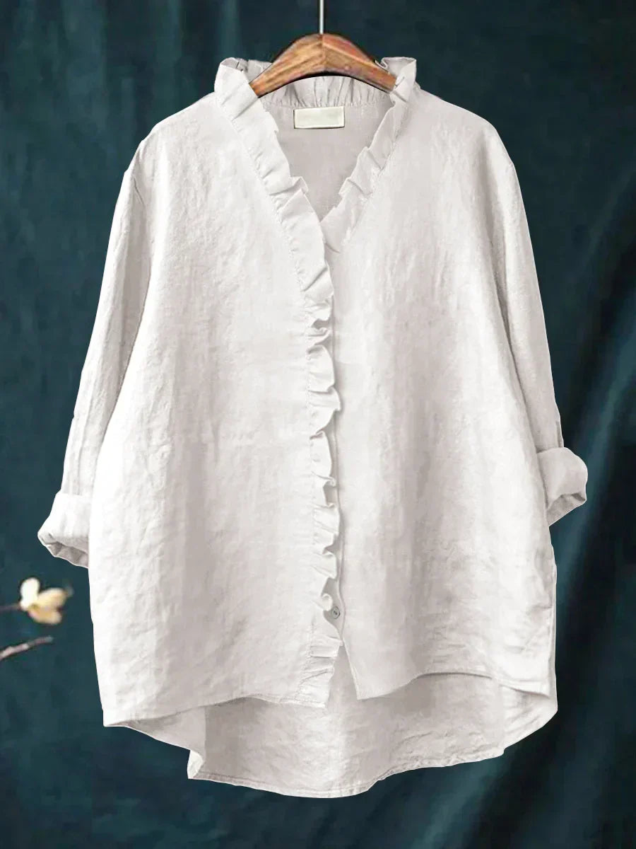Sammy | Casual Cotton And Linen Ruffle Shirt