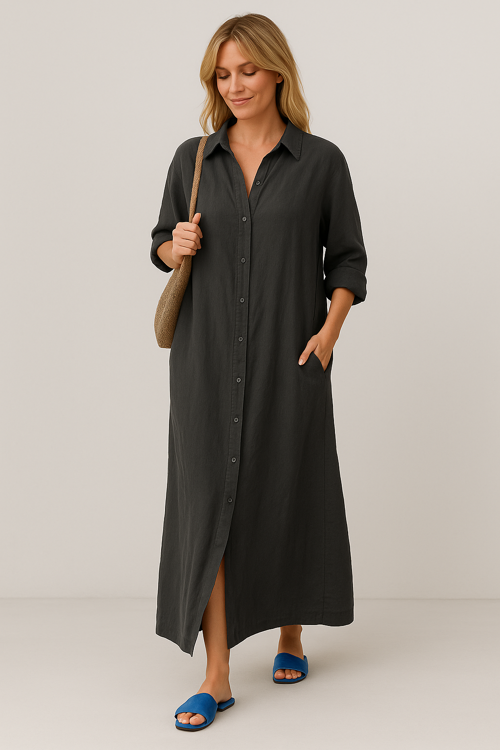 Monelle | Oversized Linen Shirt Dress