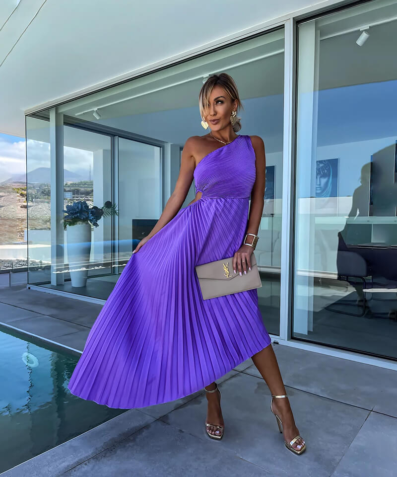 Celeste | Elegant One-Shoulder Midi Dress