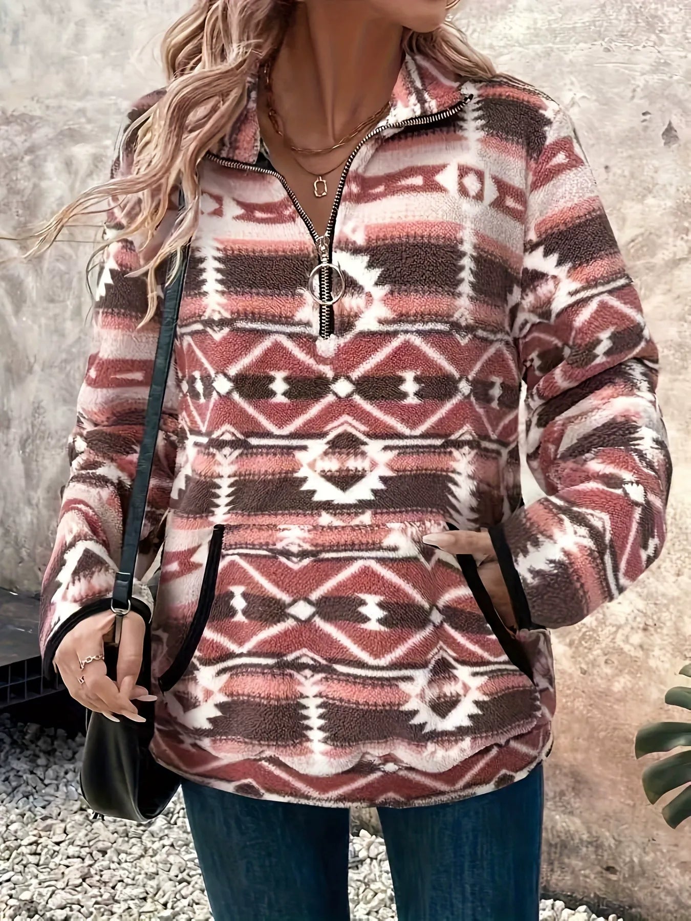 Celine™ | Geometric Pattern Fleece Jacket