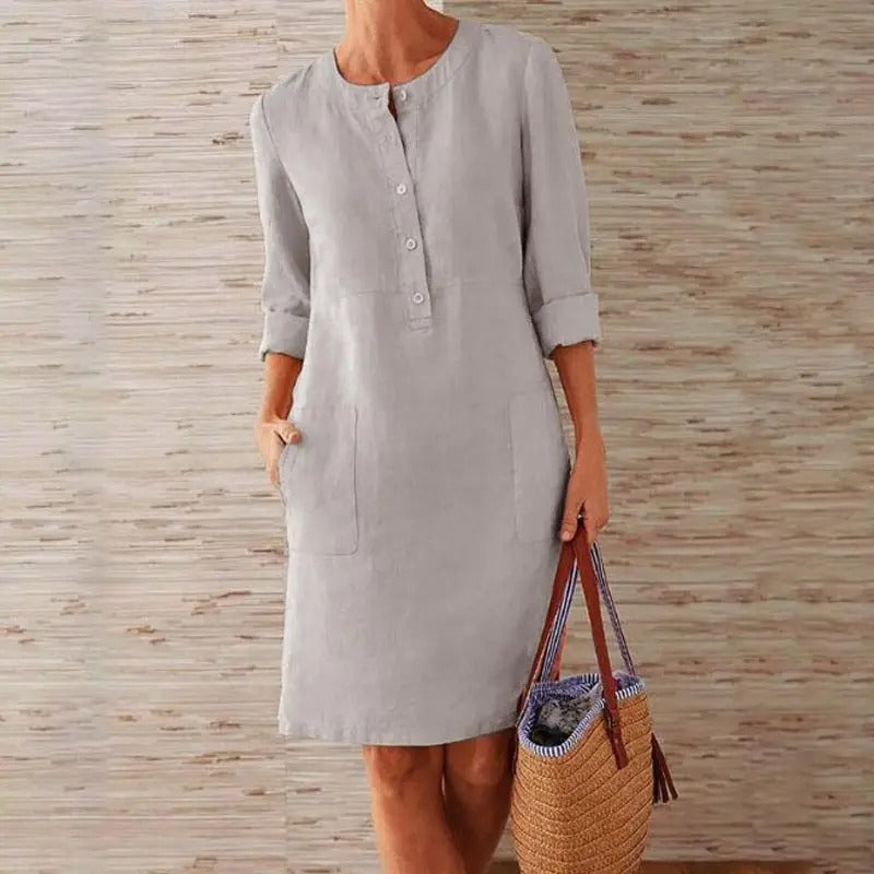 Monelle | Long-Sleeved Linen Dress