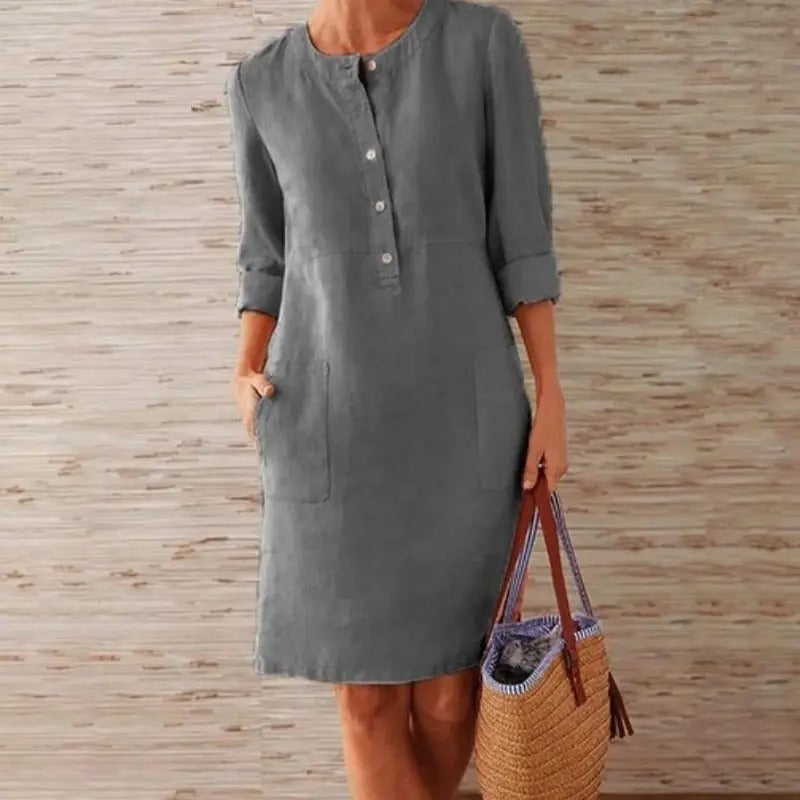Monelle | Long-Sleeved Linen Dress