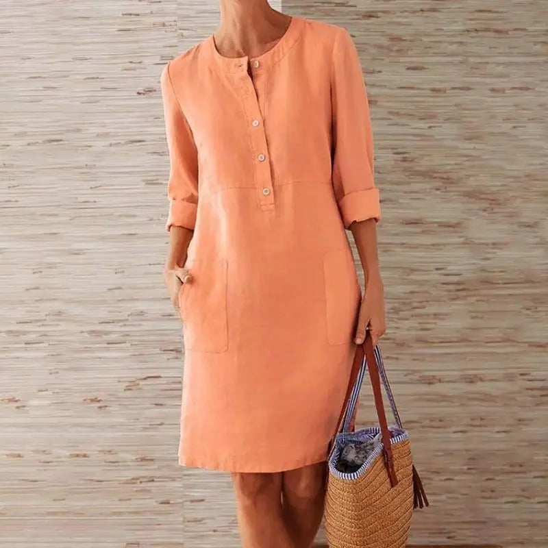 Monelle | Long-Sleeved Linen Dress