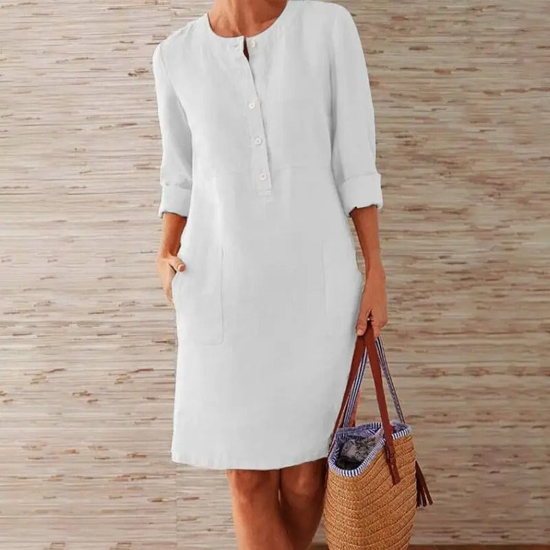 Monelle | Long-Sleeved Linen Dress
