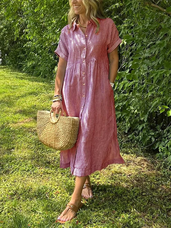 Monelle Limited™ | Elegant Striped Shirt Dress