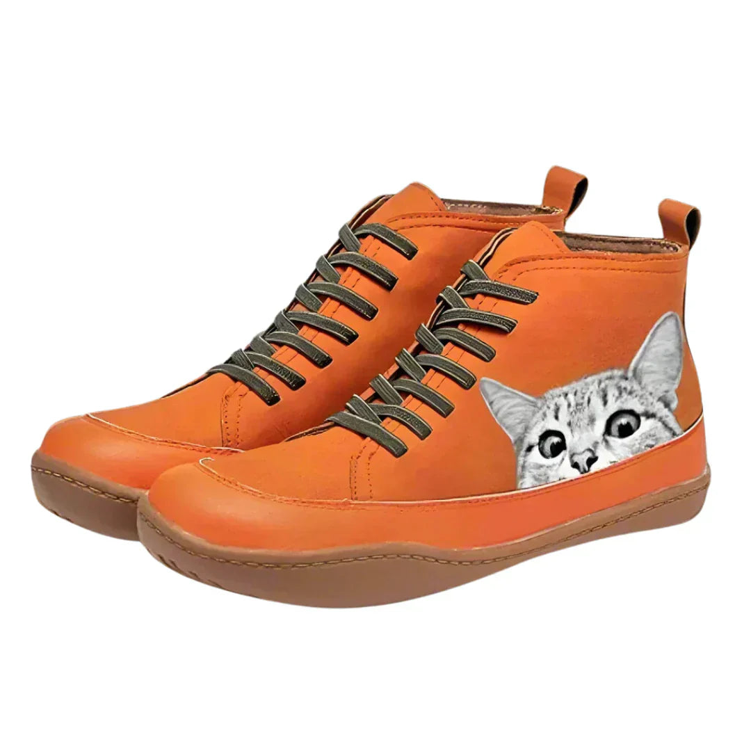 Colleen™ | Leather Ankle Boots for Cat Lovers