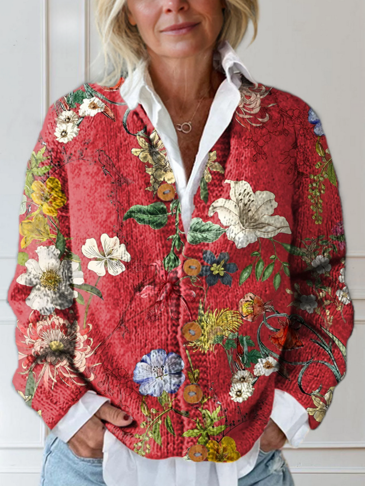 Sloane™ | Vintage Floral Art Print Cardigan