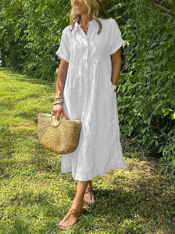 Monelle Limited™ | Elegant Striped Shirt Dress