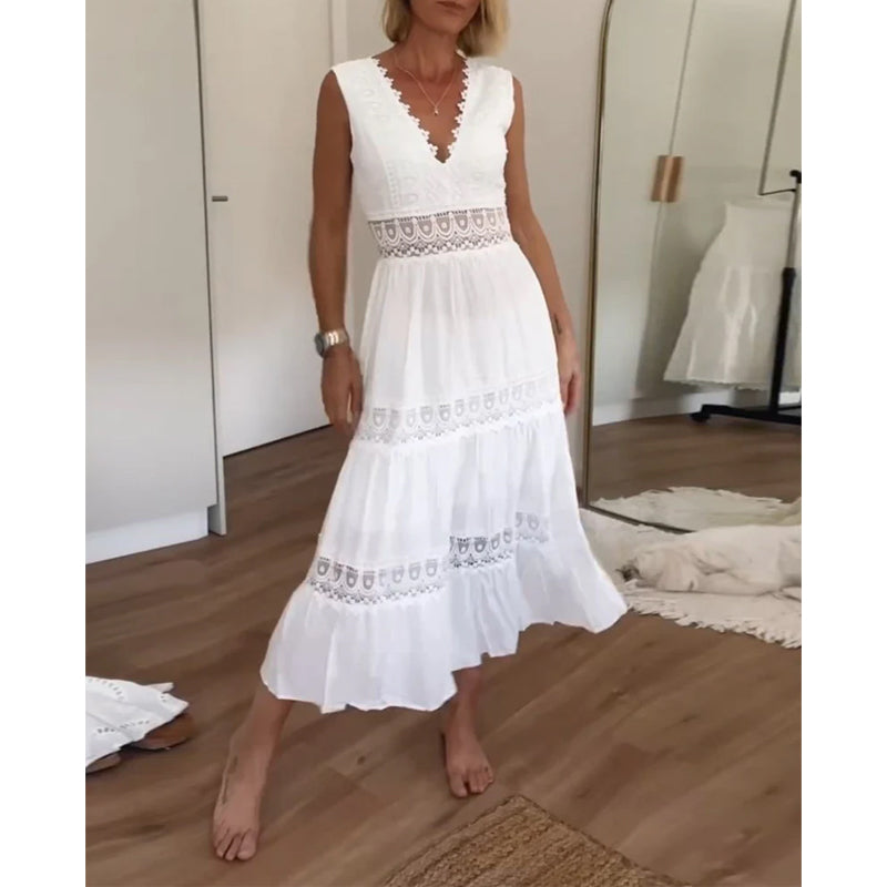 Charlotte | Handcrafted Lace Dress with V-Neck