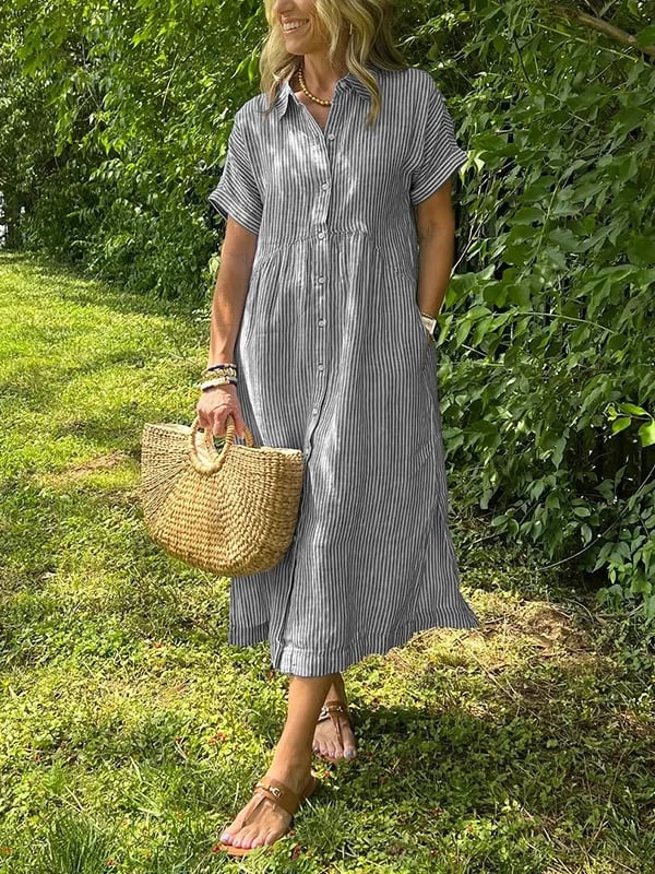 Monelle Limited™ | Elegant Striped Shirt Dress