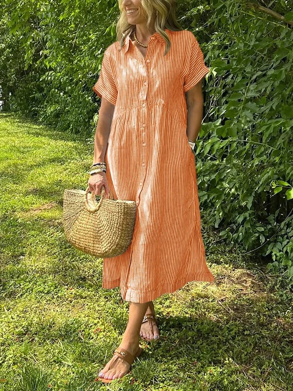 Monelle Limited™ | Elegant Striped Shirt Dress