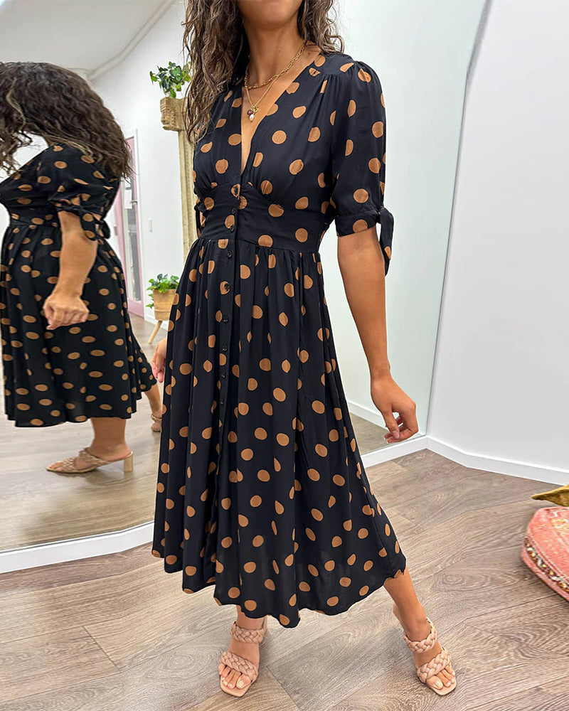 Monica™ | Elegant Polka Dot Dress