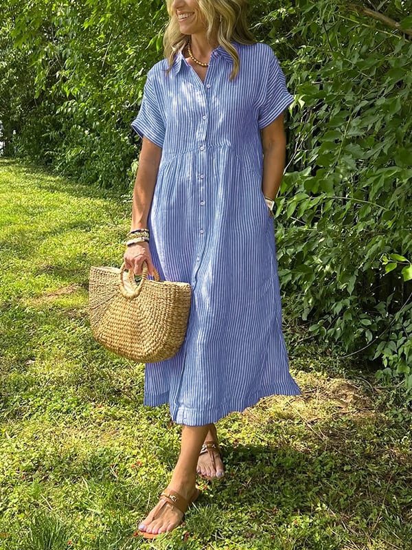 Monelle Limited™ | Elegant Striped Shirt Dress