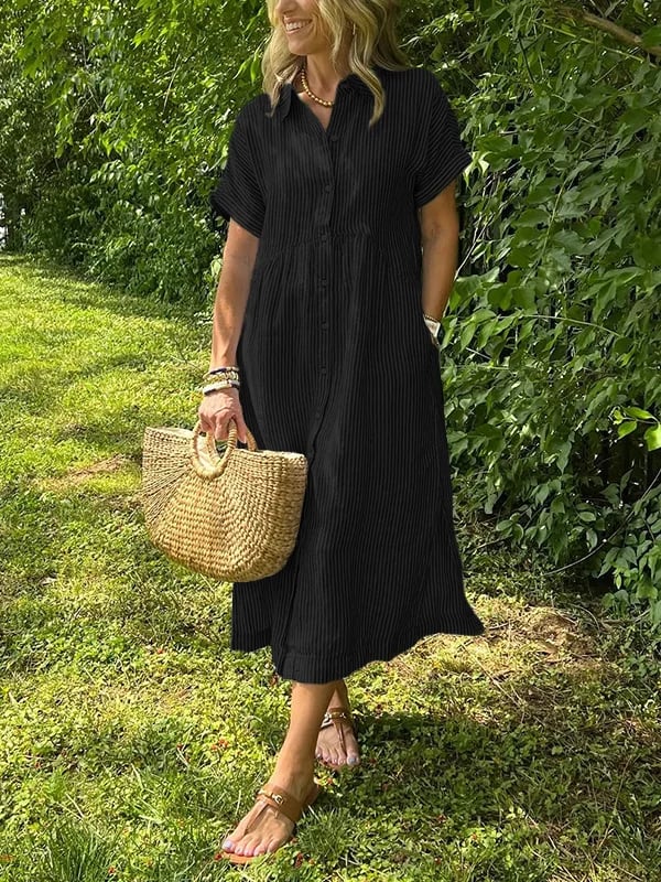 Monelle Limited™ | Elegant Striped Shirt Dress