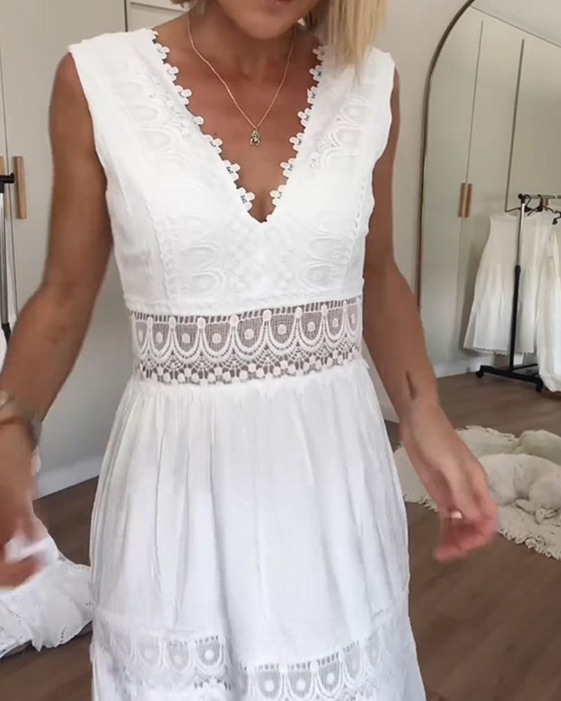 Charlotte | Handcrafted Lace Dress with V-Neck