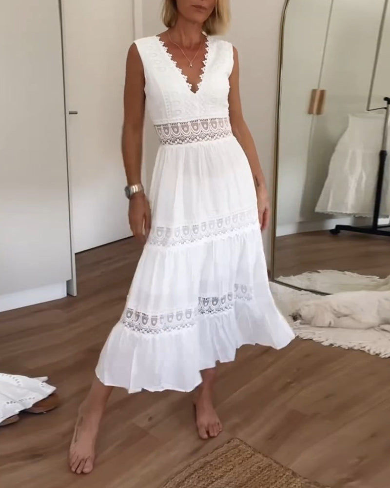 Charlotte | Handcrafted Lace Dress with V-Neck