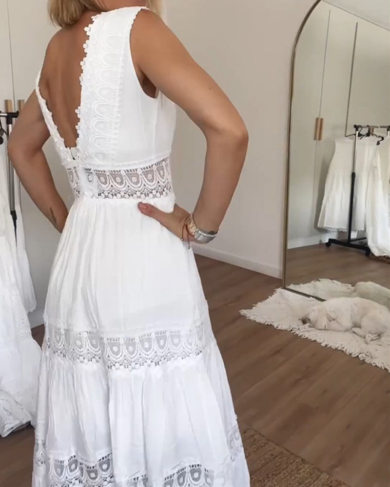 Charlotte | Handcrafted Lace Dress with V-Neck