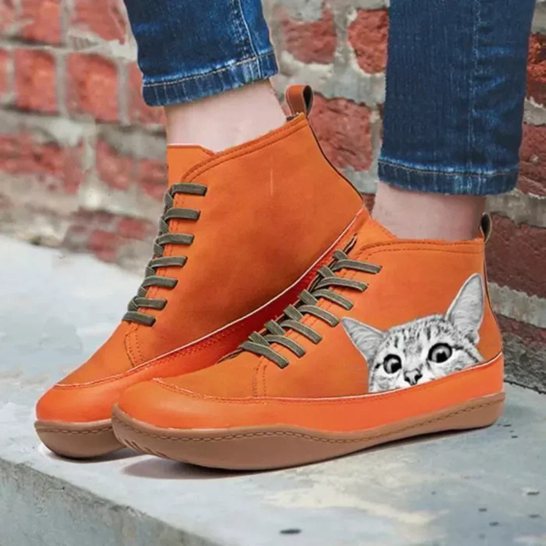 Colleen™ | Leather Ankle Boots for Cat Lovers
