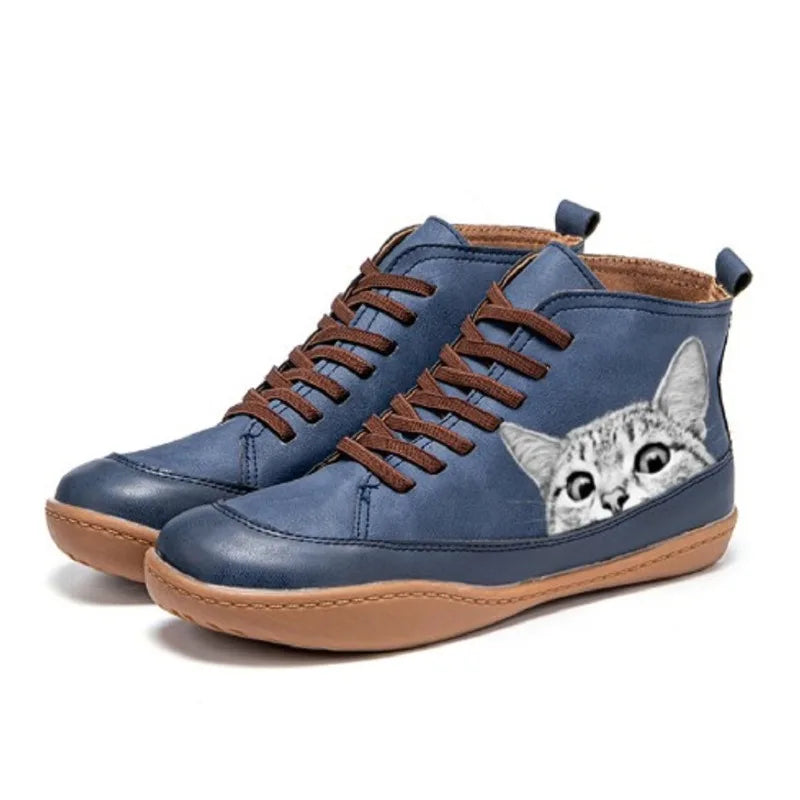Colleen™ | Leather Ankle Boots for Cat Lovers