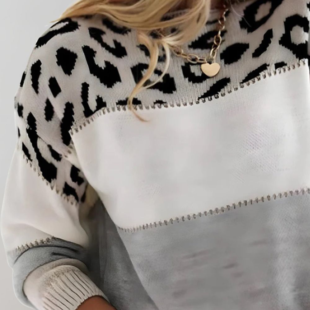 Diane™ | Leopard Accent Knit Sweater