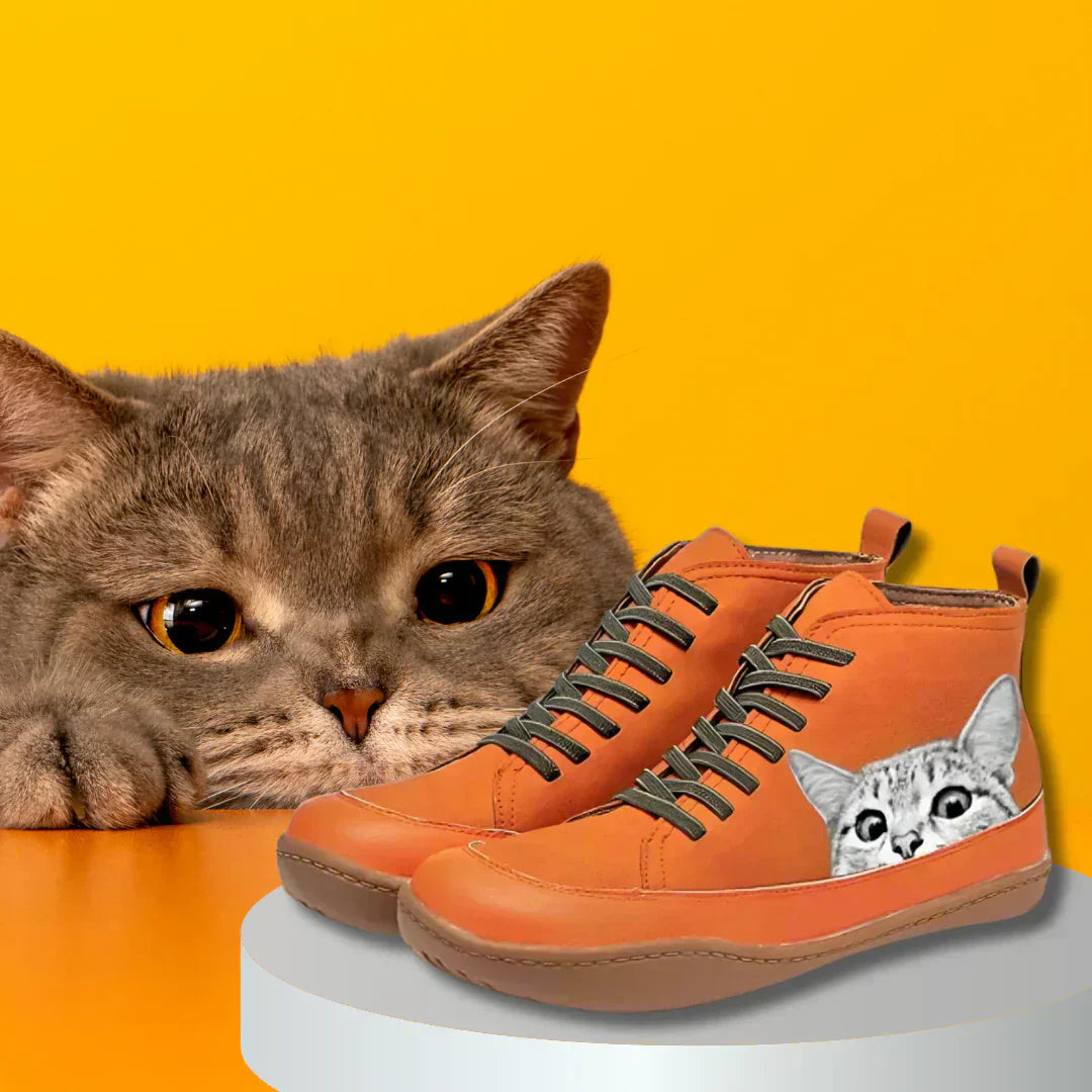 Colleen™ | Leather Ankle Boots for Cat Lovers
