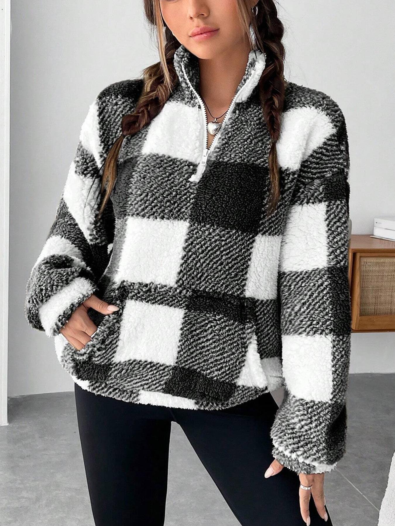 Clarisse™ | Cozy Plaid Sherpa Pullover