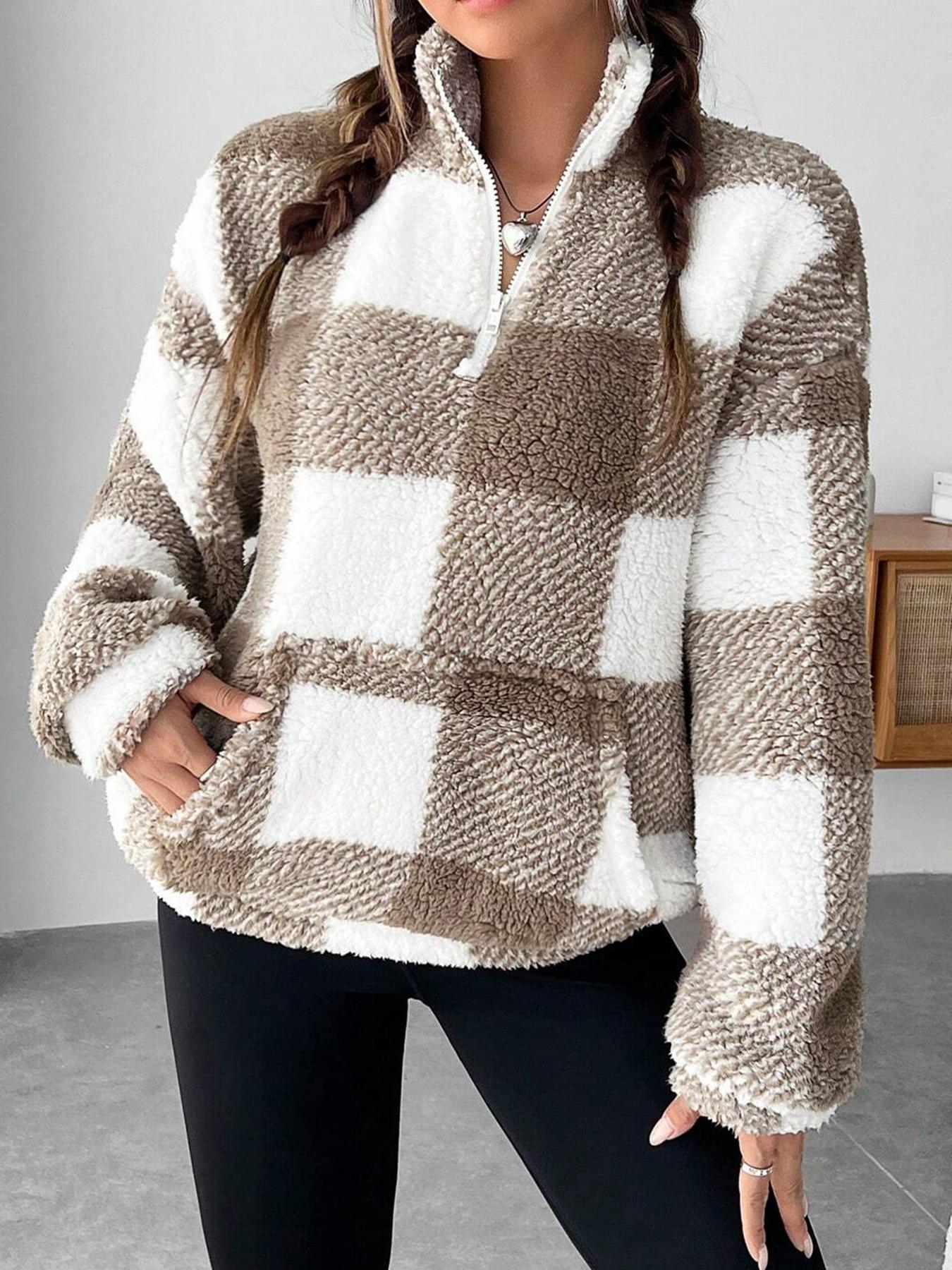 Clarisse™ | Cozy Plaid Sherpa Pullover